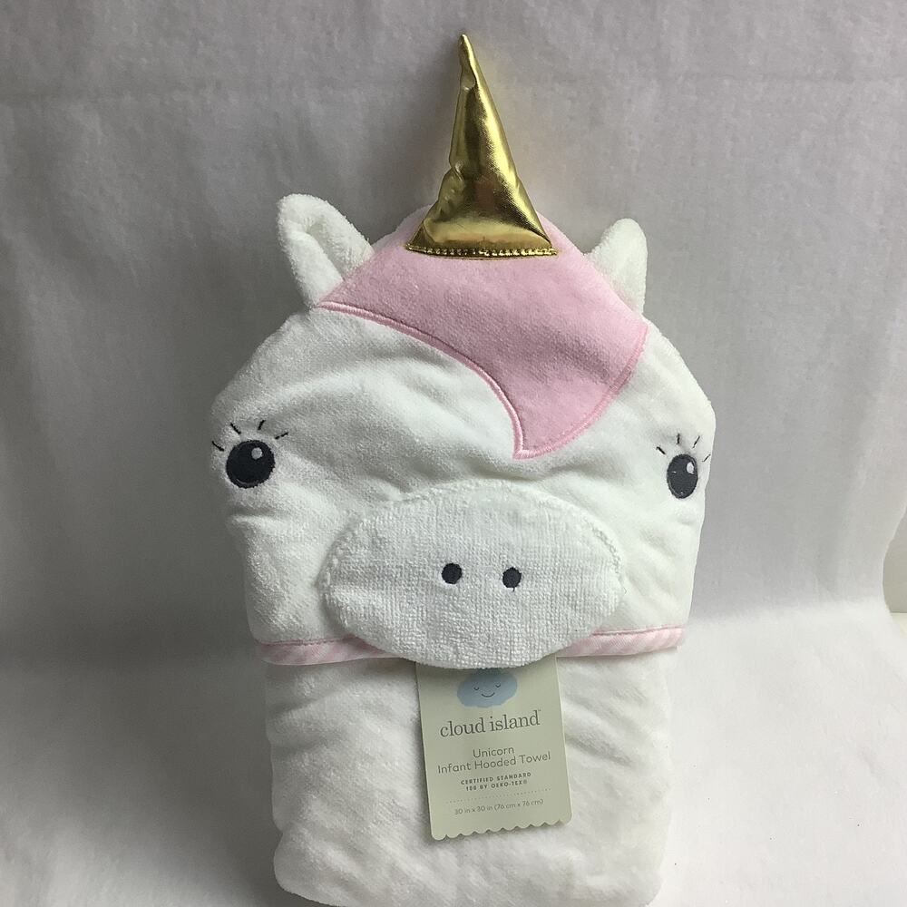 Cloud Island Unicorn Infant Hooded Towel - 30"x30" - NWT